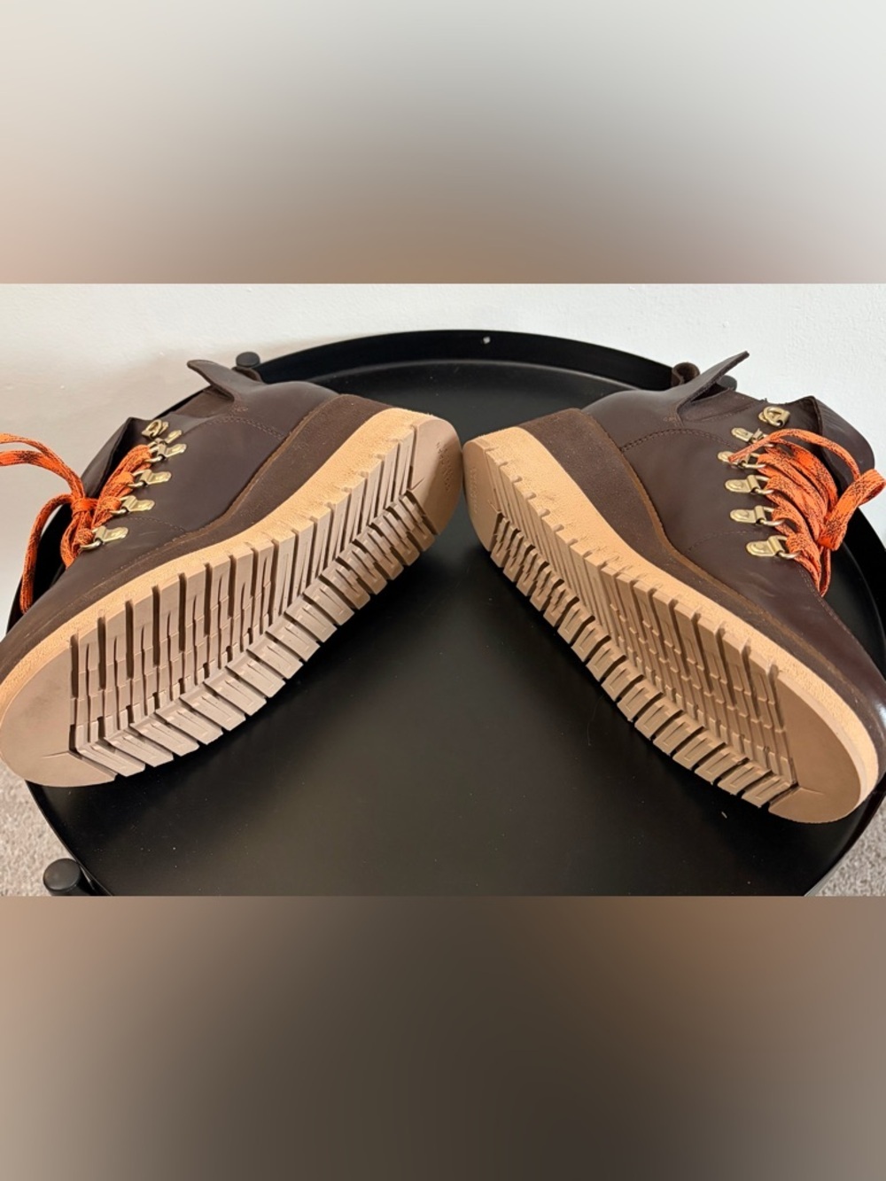 Cole Haan Grand Explore Brown Leather Lace-Up Platform Boot with Orange Laces - Picture 6 of 11